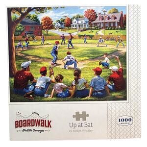 Baseball Up at Bat Jigsaw Puzzle 1000 Piece 19" x 26" Boardwalk Co Made in USA